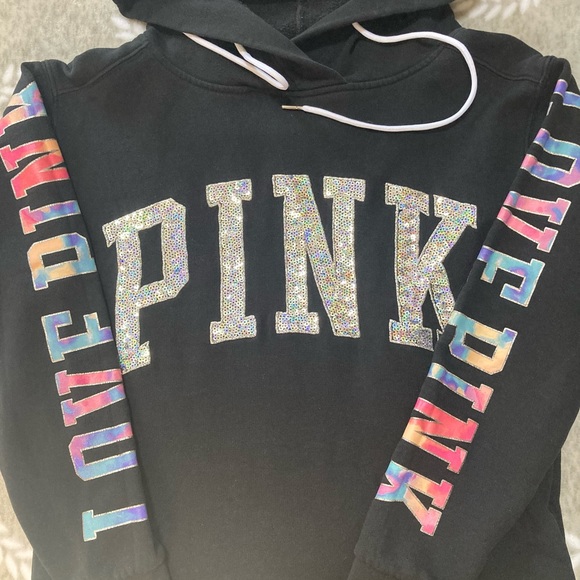 Victoria Secret PINK WATERCOLOR BLING HOODIE - Picture 2 of 4